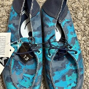 Member's Mark Kids Easy‎ Slip On Multi Color Light Up Play Shoe blue shark SZ 13